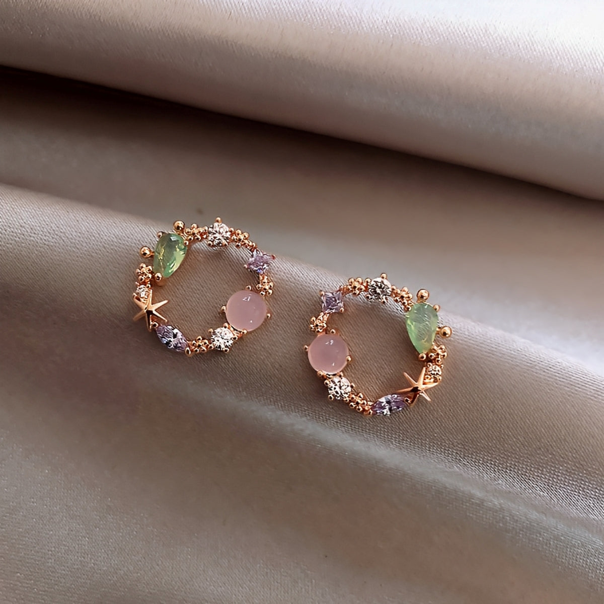 Florina – Boucles d'oreilles Fleur en Cristal et Or Rose