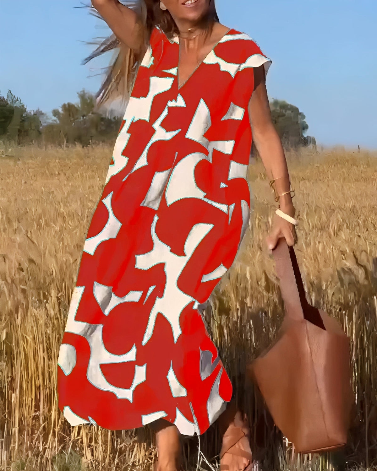 Darcie - Robe fluide avec col en V pour femmes