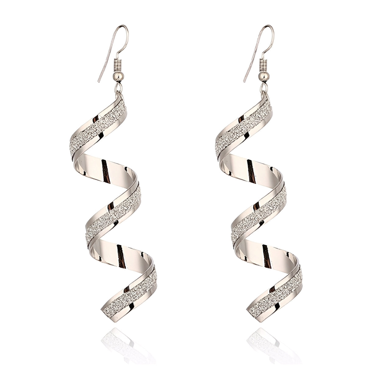 Jia – Boucles d'oreilles spirales en argent brillantes
