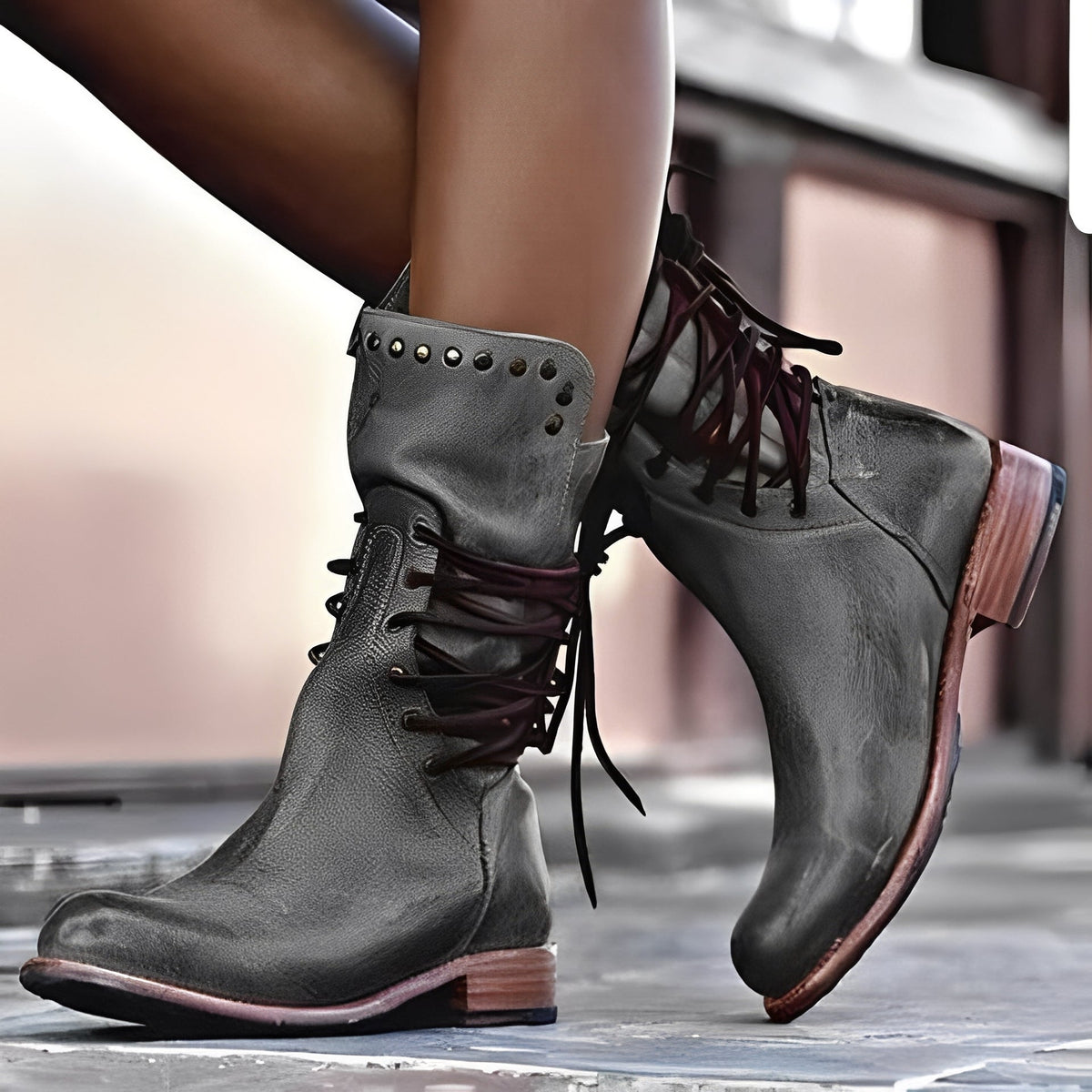 Lenora - Damas Chaussures en Style Rétro avec Talons Bas