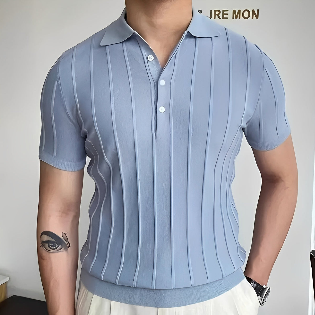 Joss - Chemise élégante avec revers à rayures pour hommes