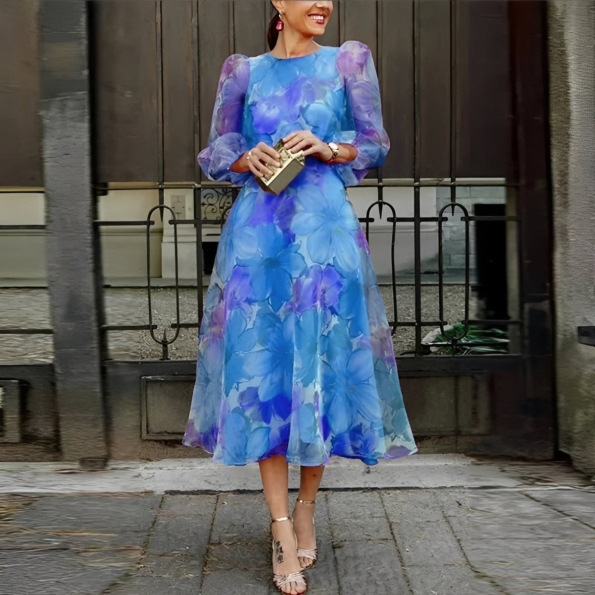 Shelley - Robe midi chic à motif fleuri pour femmes