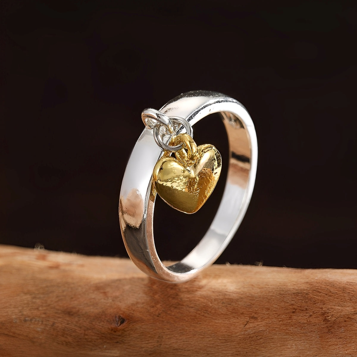 Maelie – Bague en argent avec cœur mobile style rétro