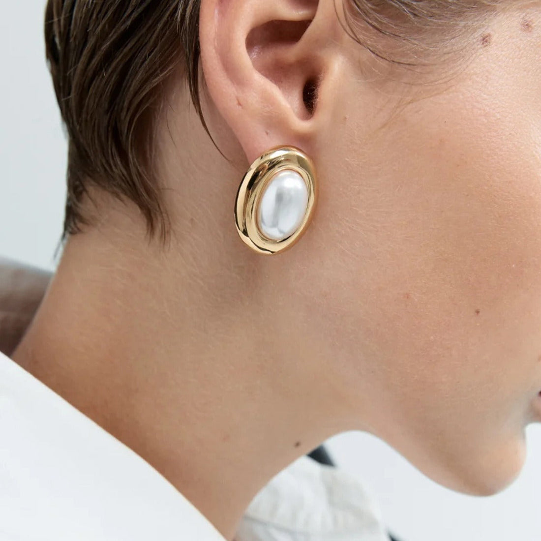 Colette – Boucles d'oreilles vintage en perles en acier inoxydable
