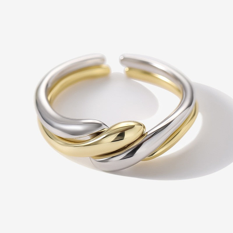 Elaine – Bague S925 en argent avec vague d'eau irrégulière