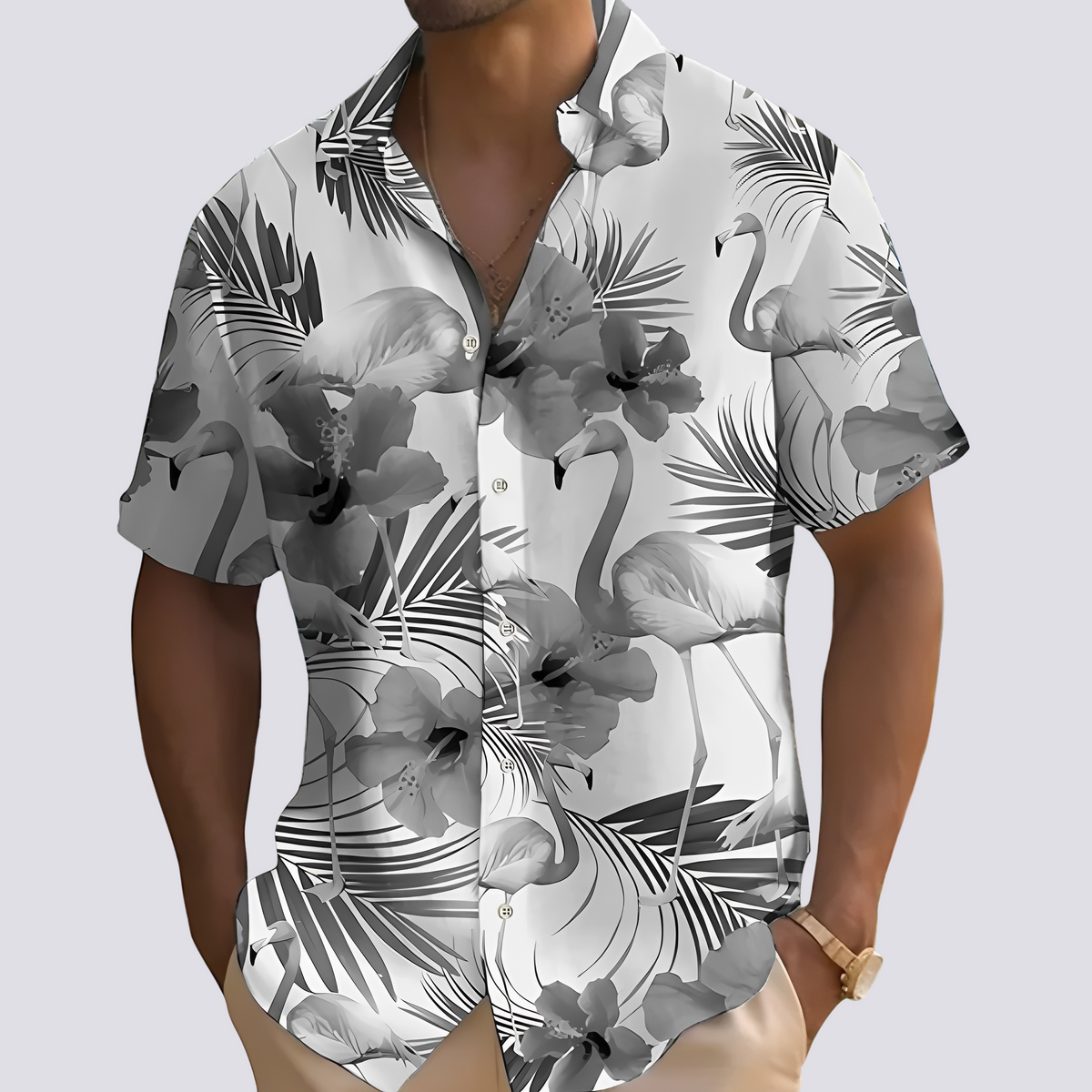 Philip - Chemise élégante avec motif hawaïen pour hommes