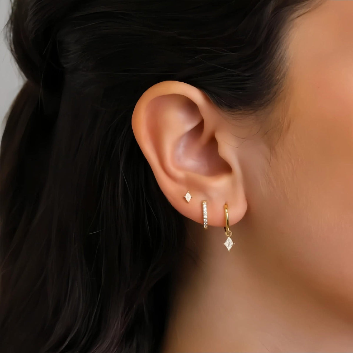 Azaria – Ensemble de boucles d'oreilles avec pendentif en diamant