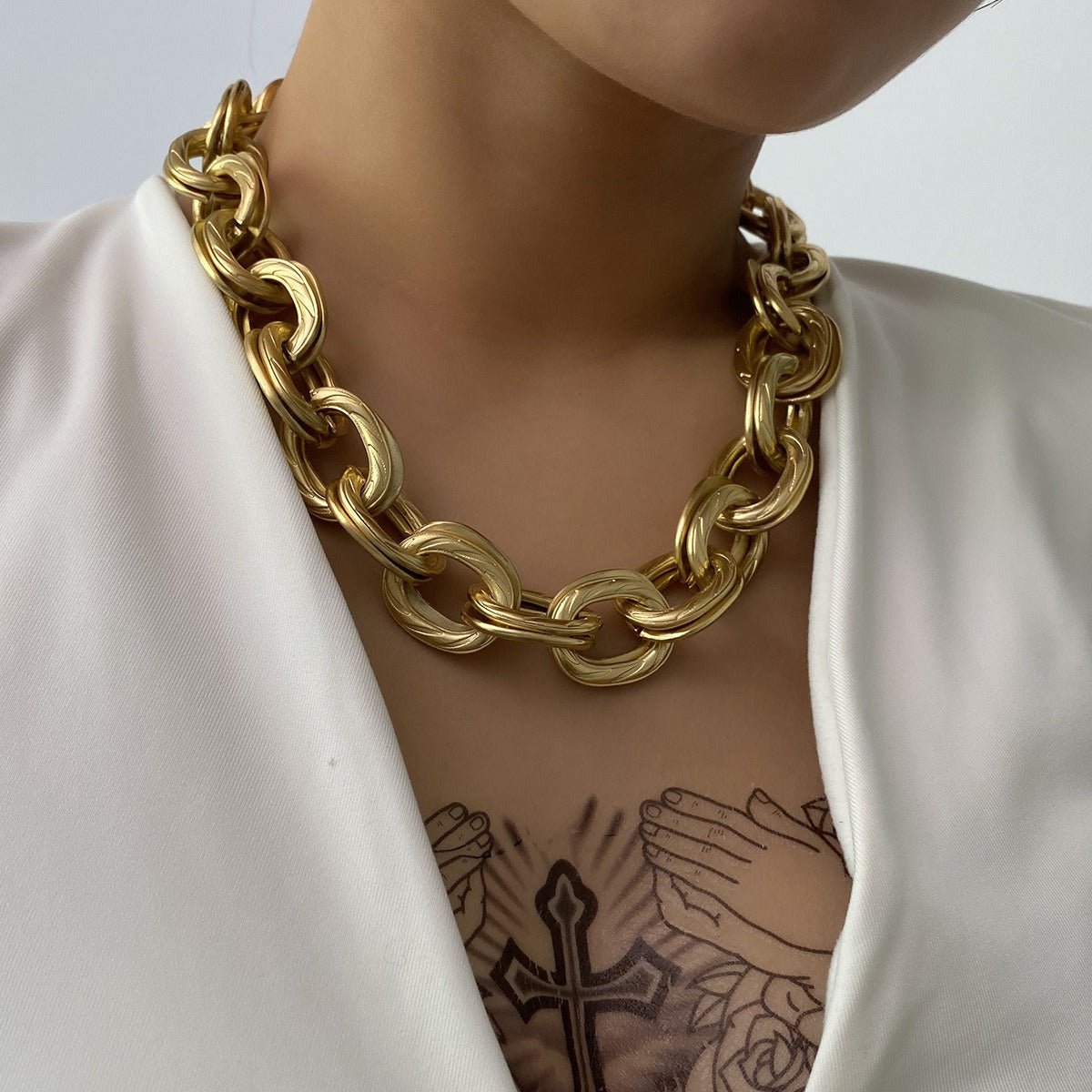 Alessia – Collier avec maillons épais dorés