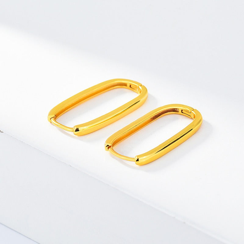 Laura – Boucles d'oreilles Huggie rétro en forme de boîte