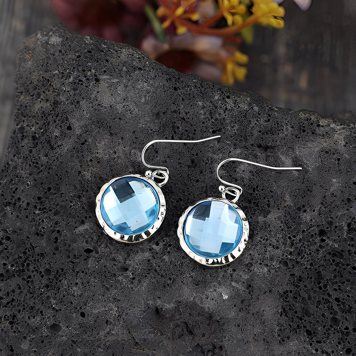 Azura – Boucles d'oreilles en cristaux bleus vintage