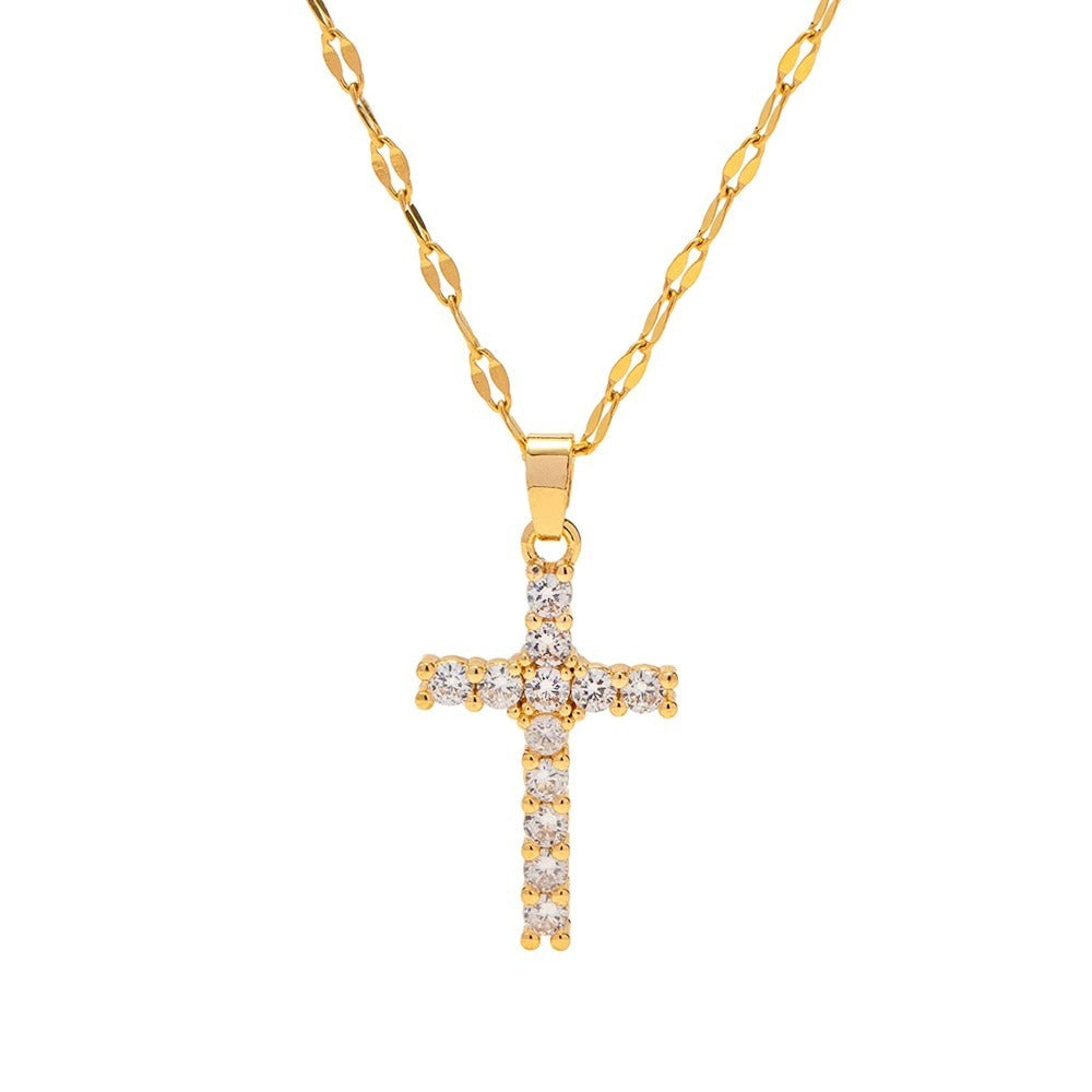 Noah – Collier doré avec croix en zircon
