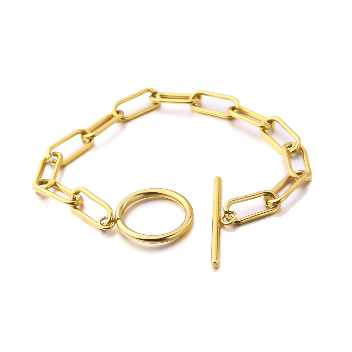 Millie – Bracelet T-Bar avec maillons rectangulaires en or