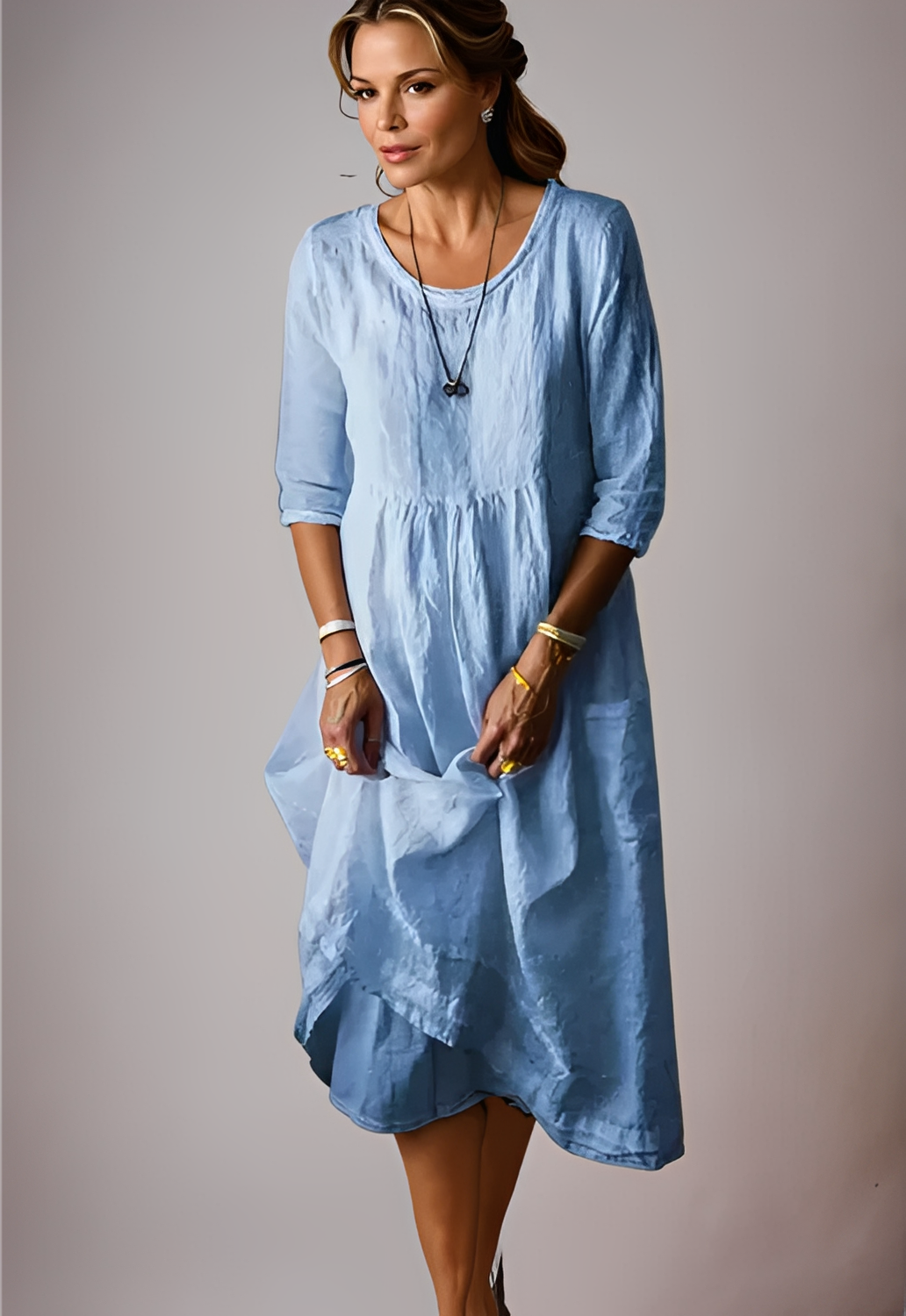Hazel - Robe ample et décontractée avec manches 3/4 pour femmes