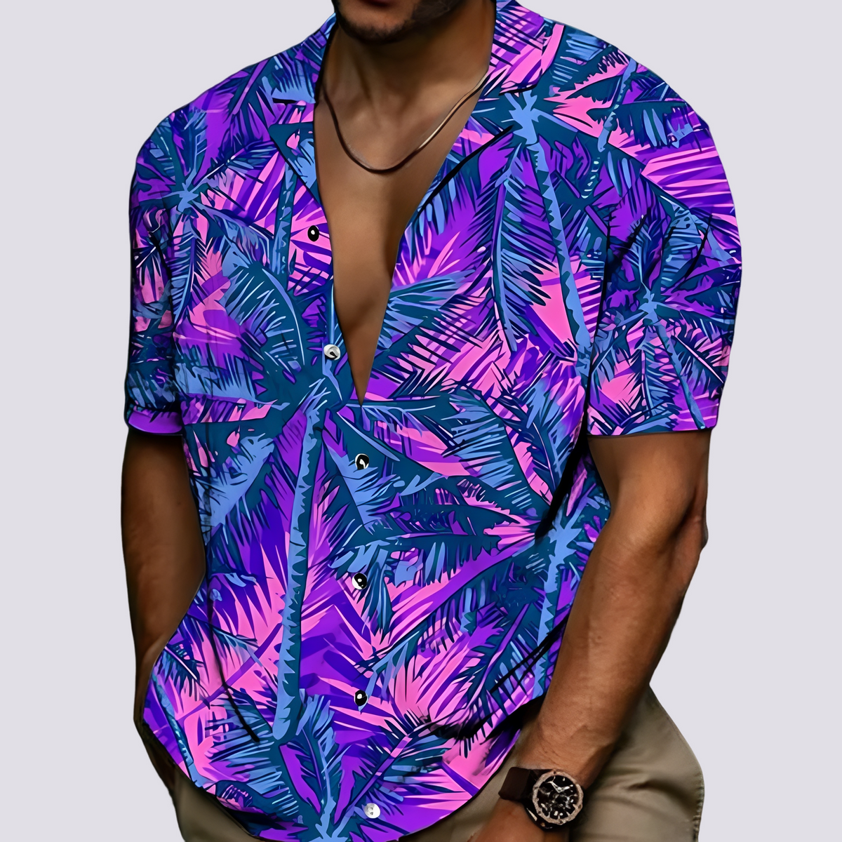 Philip - Chemise élégante avec motif hawaïen pour hommes