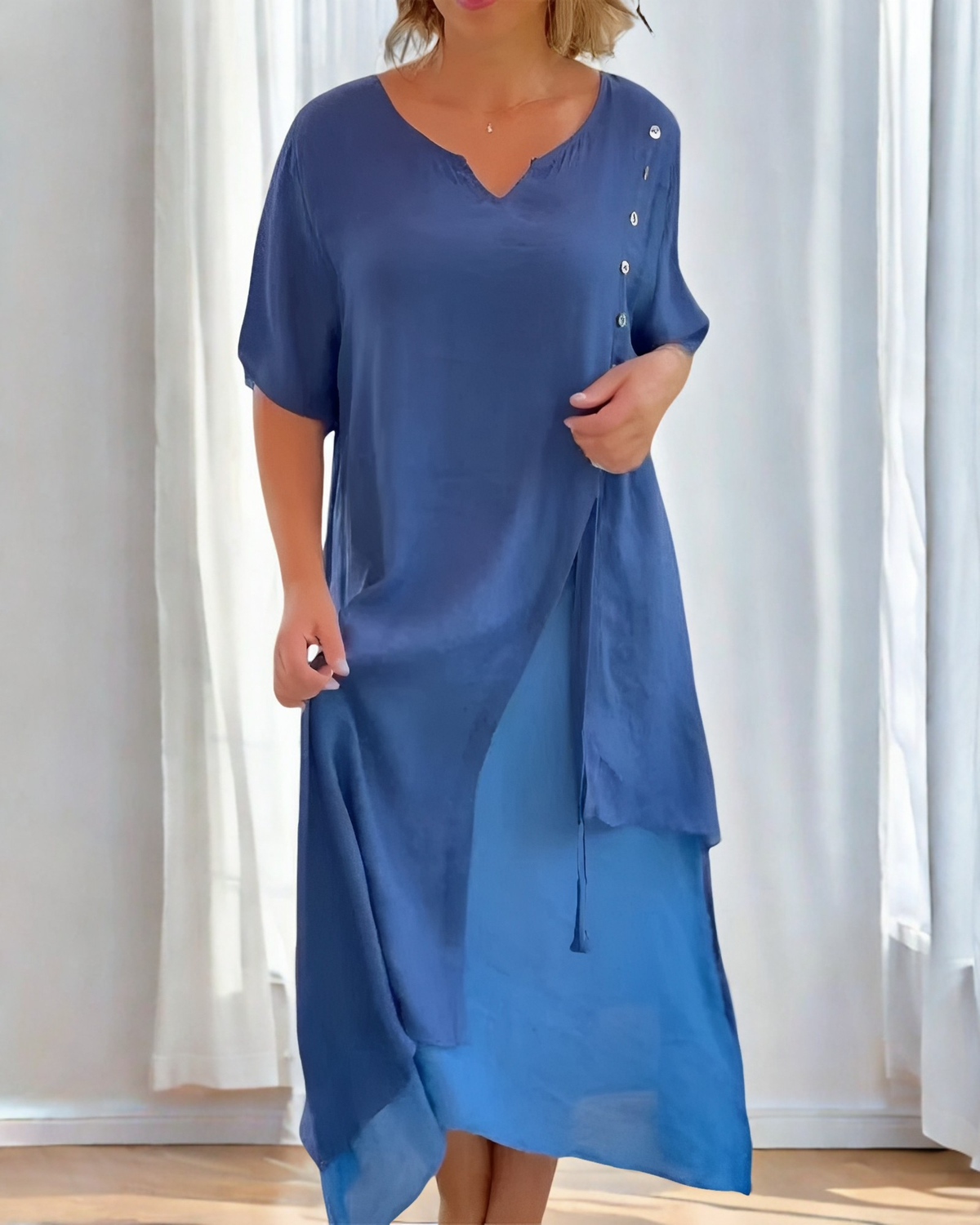 Bonnie - Robe chic et ample avec boutons pour femmes