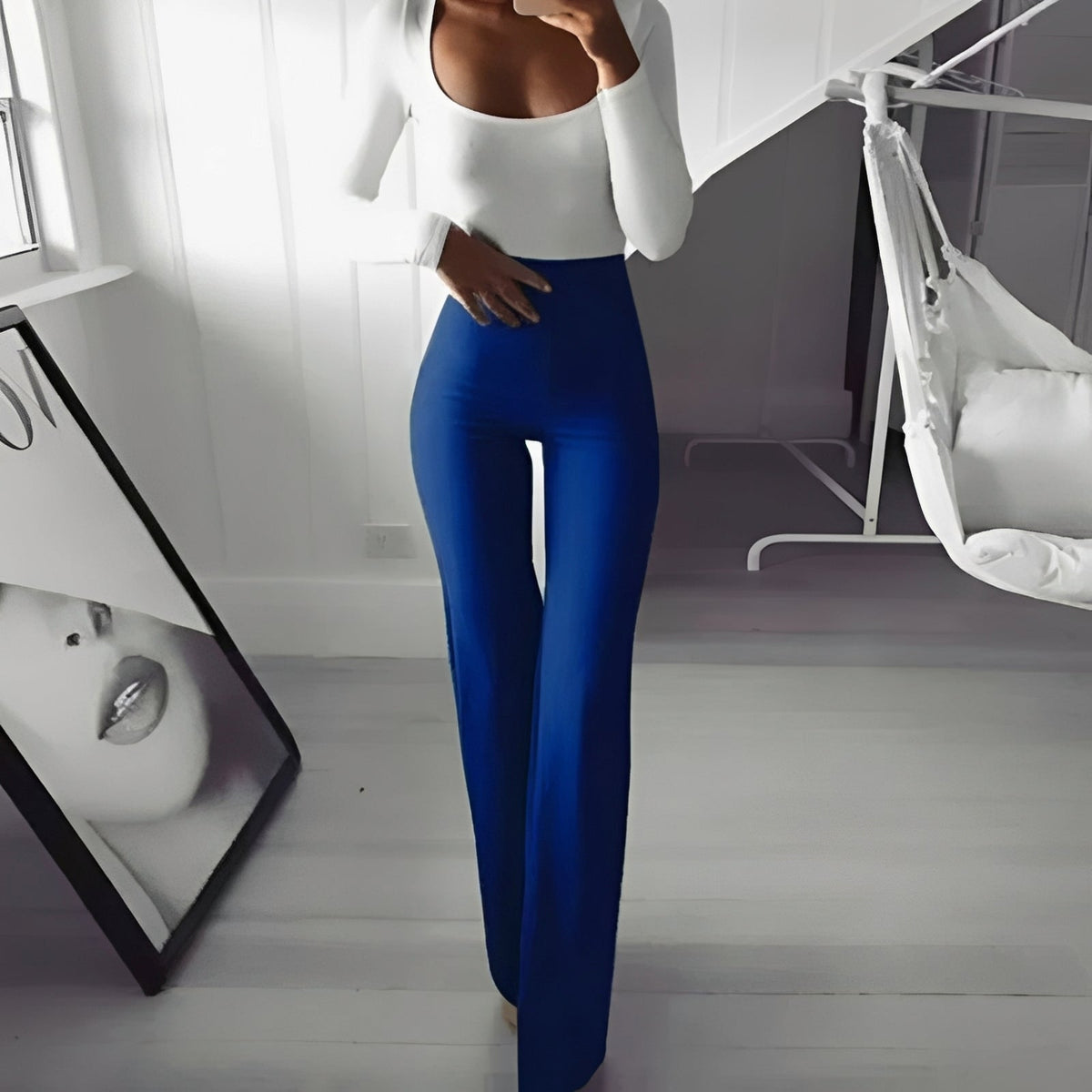 Jennifer - Pantalon évasé casual et élastique à taille haute pour femmes