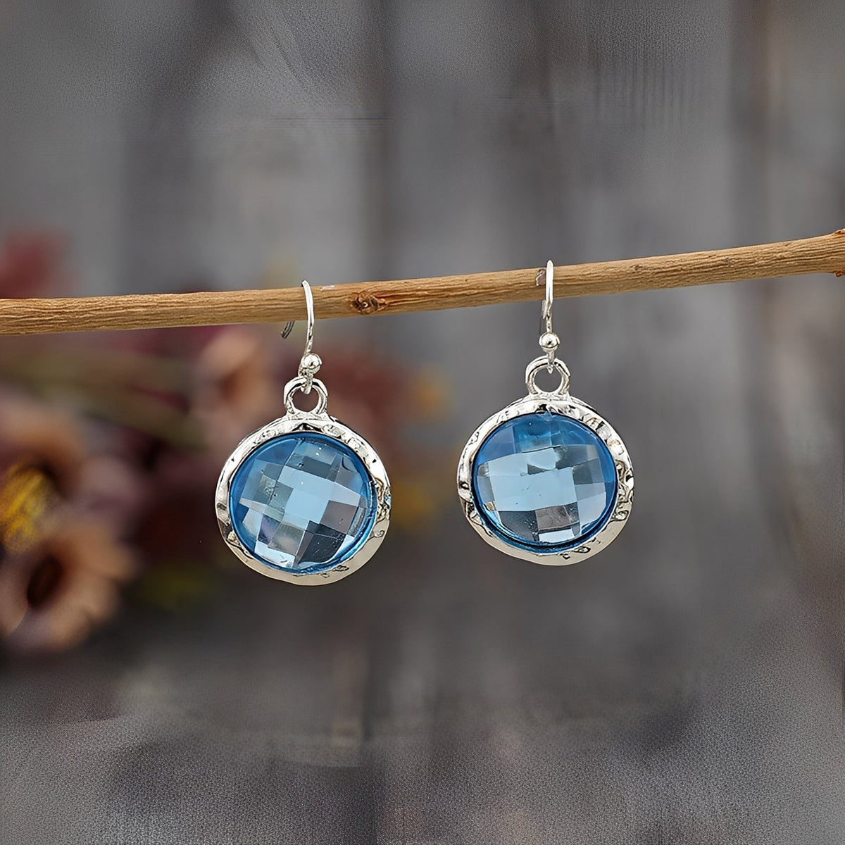 Azura – Boucles d'oreilles en cristaux bleus vintage