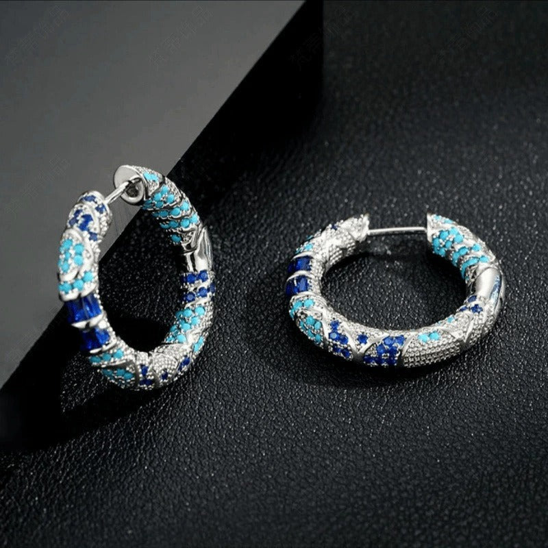 Naelle – Créoles en zirconium bleu