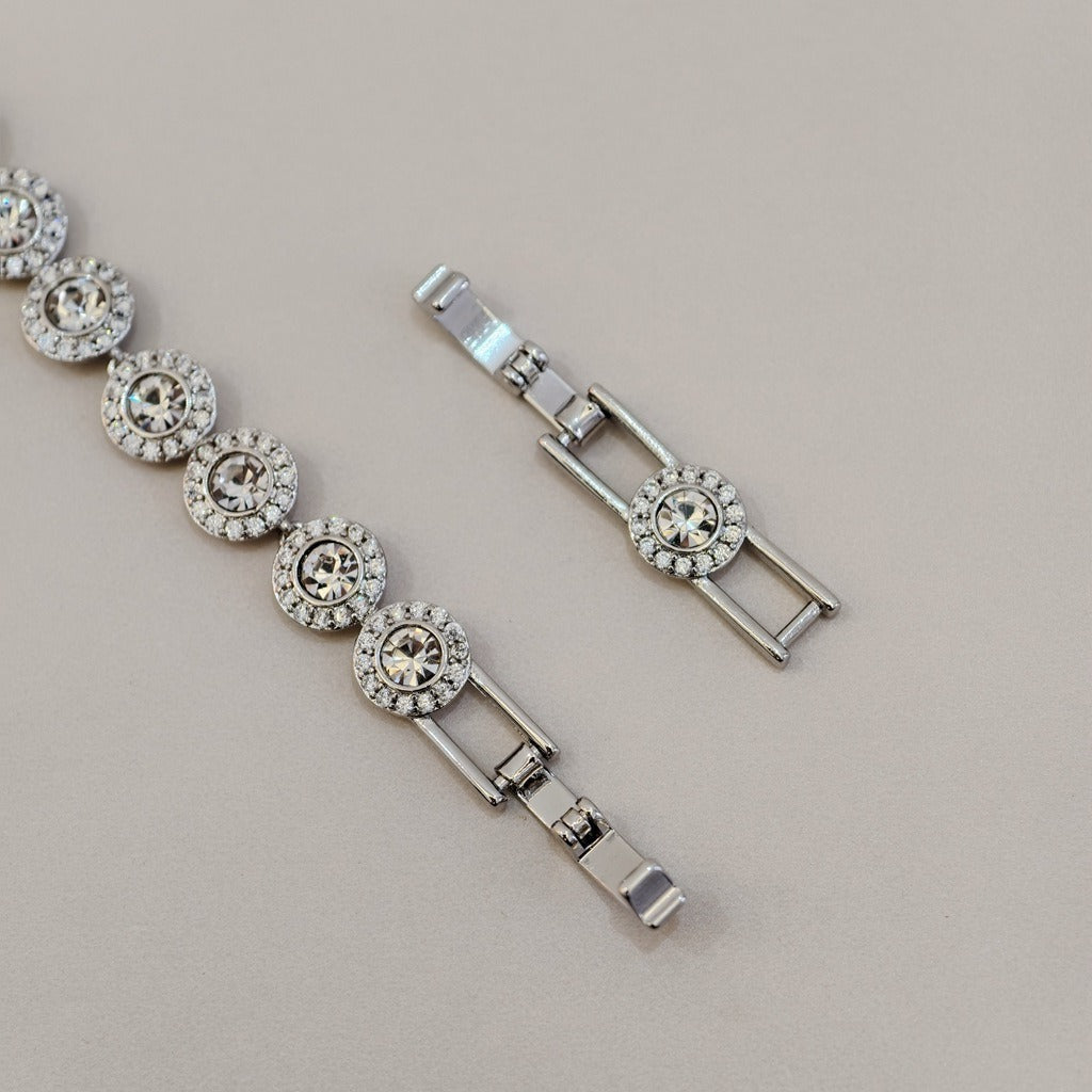 Victoria – Collier et bracelet avec bouton rond brillant