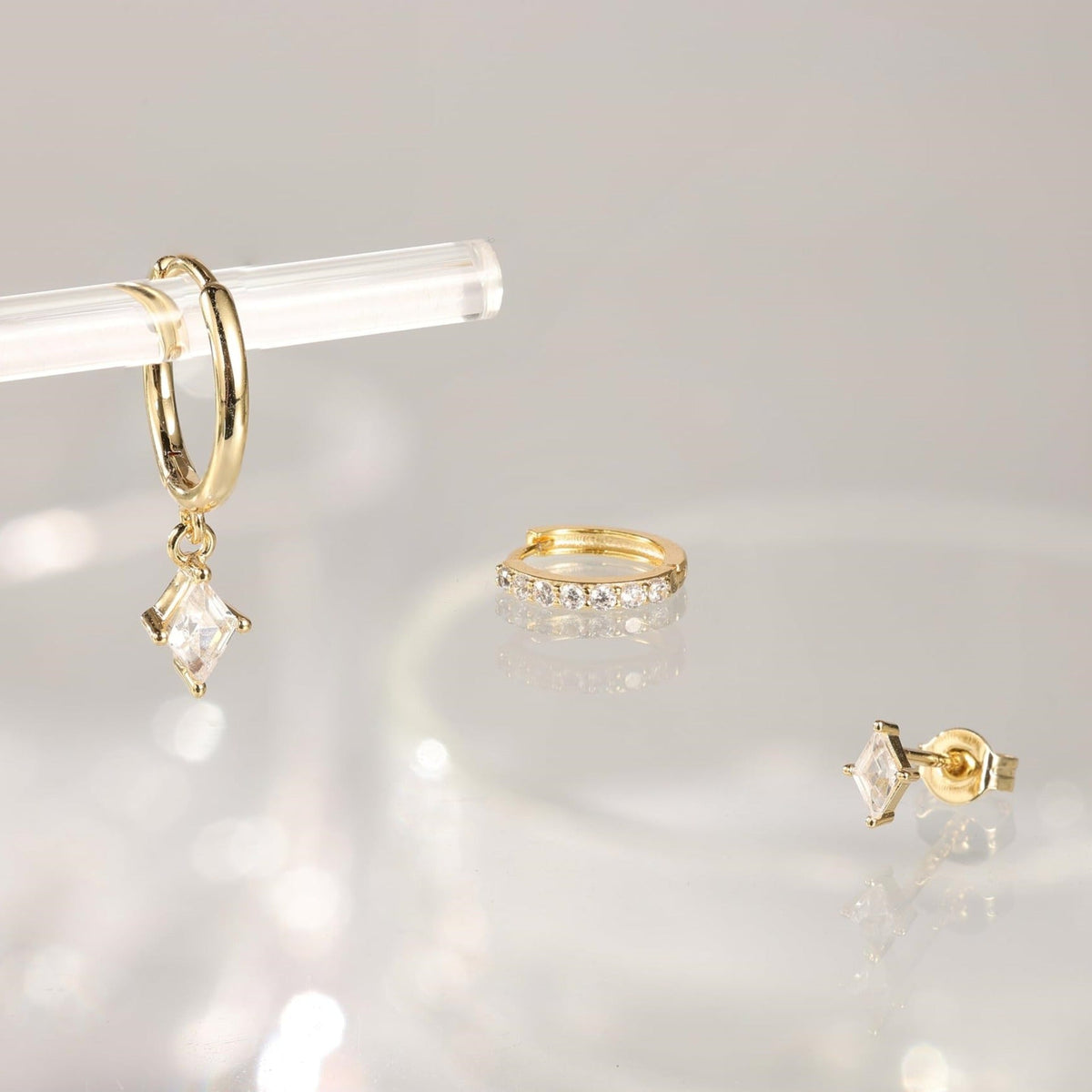 Azaria – Ensemble de boucles d'oreilles avec pendentif en diamant