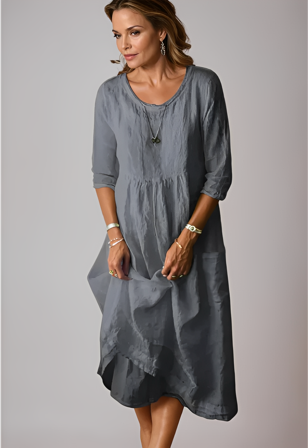 Hazel - Robe ample et décontractée avec manches 3/4 pour femmes