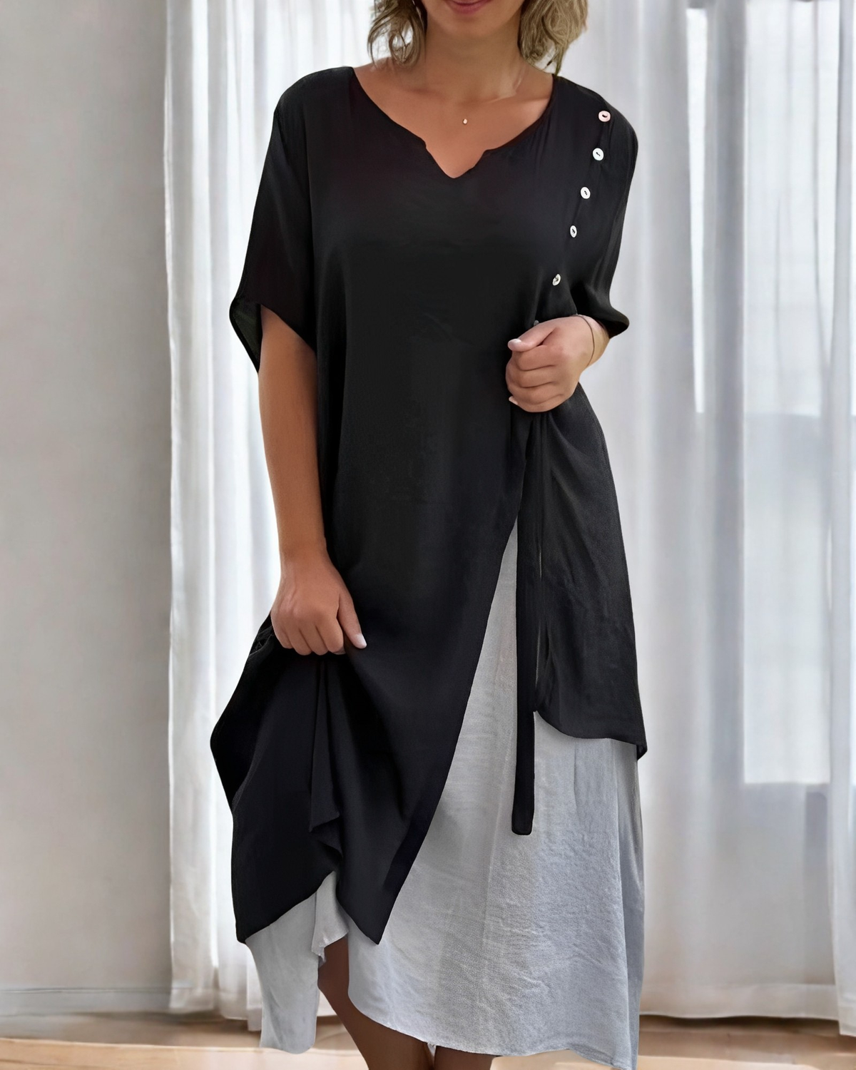 Bonnie - Robe chic et ample avec boutons pour femmes