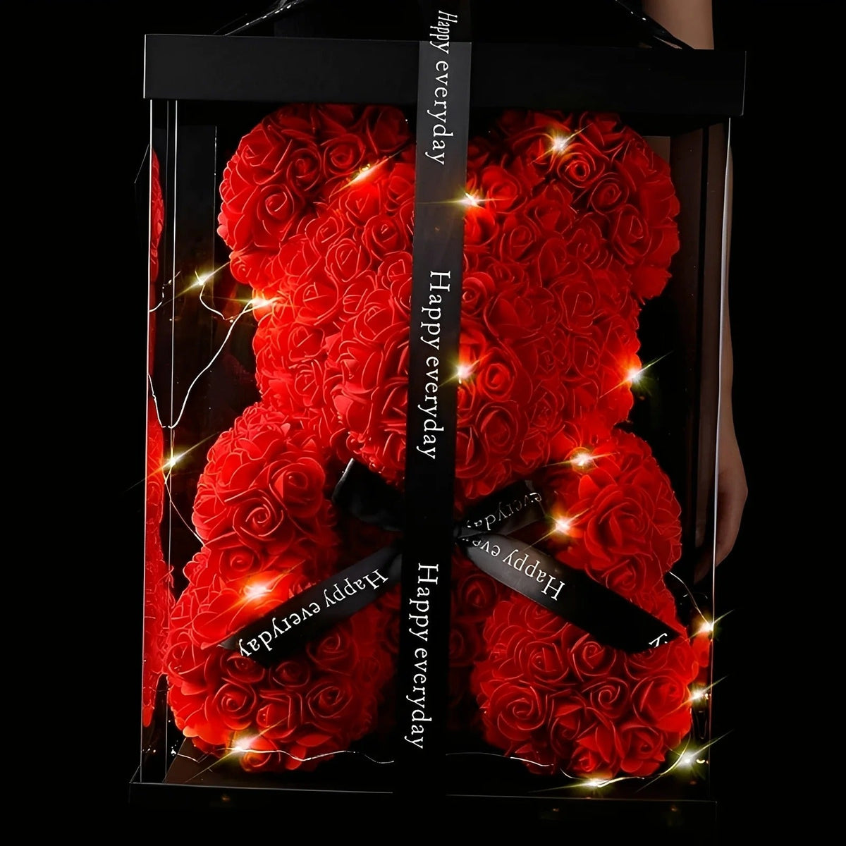 Teddie - Ours en roses romantique avec boîte cadeau LED pour la Saint-Valentin