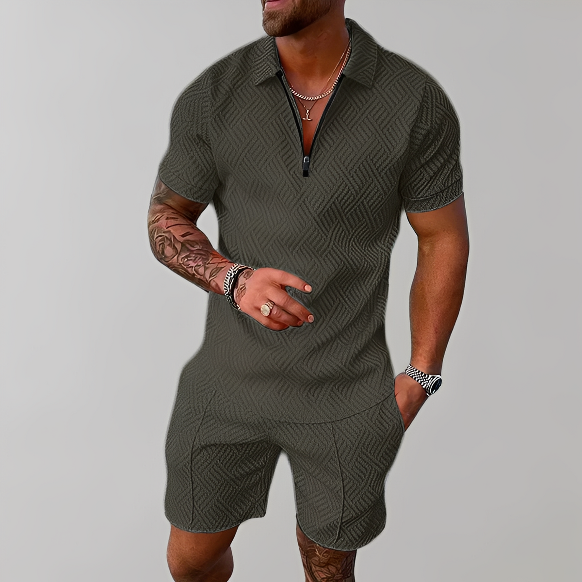 Edwin - Ensemble chic de polo et short pour hommes