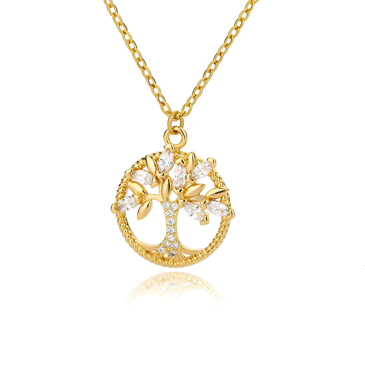 Toshi – collier arbre de la vie en or avec zirconia