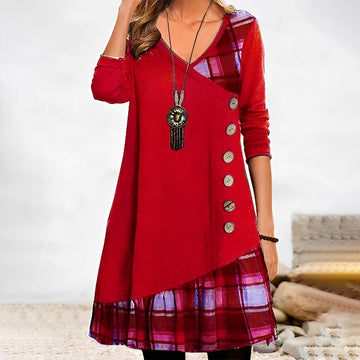Shawnee - Robe décontractée avec un motif patchwork et à carreaux pour femmes