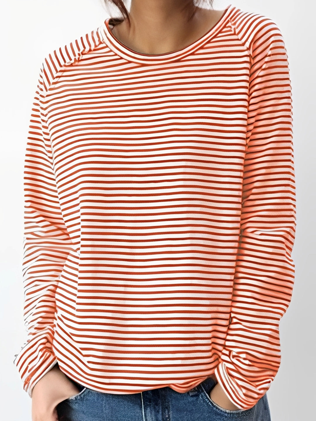 Hanna - Chemise décontractée à rayures et manches longues pour femmes