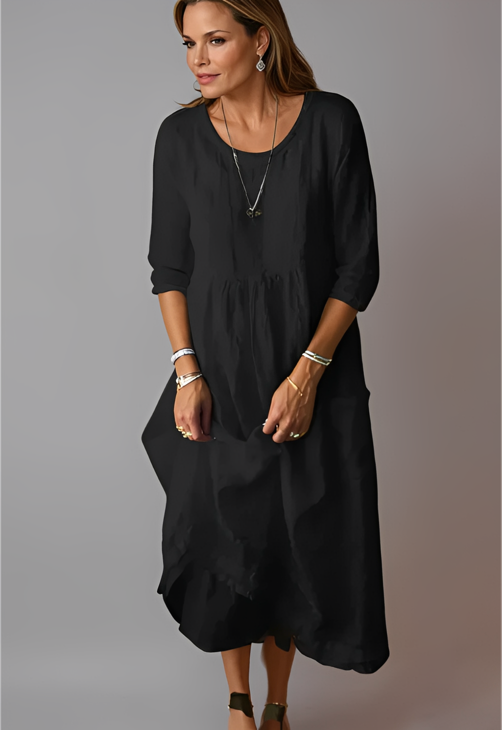 Hazel - Robe ample et décontractée avec manches 3/4 pour femmes