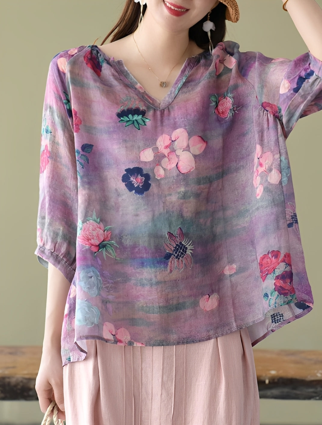 Nancy - Blouses chic et amples avec motif pour femmes