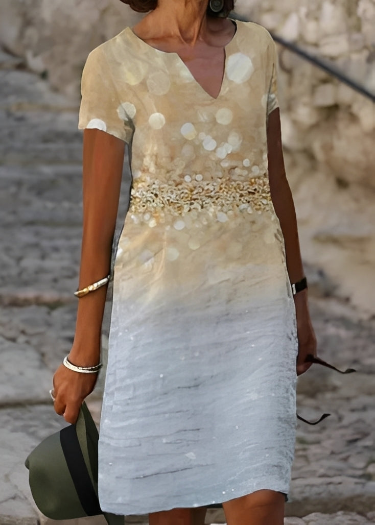Kristina - Robe fleurie chic à manches courtes pour femmes