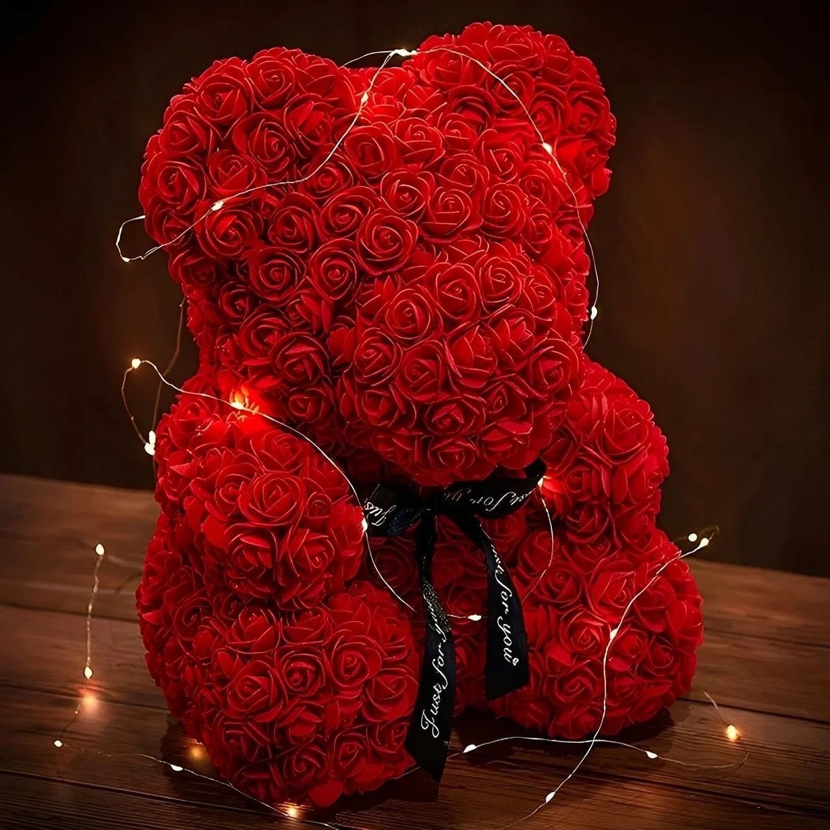 Teddie - Ours en roses romantique avec boîte cadeau LED pour la Saint-Valentin
