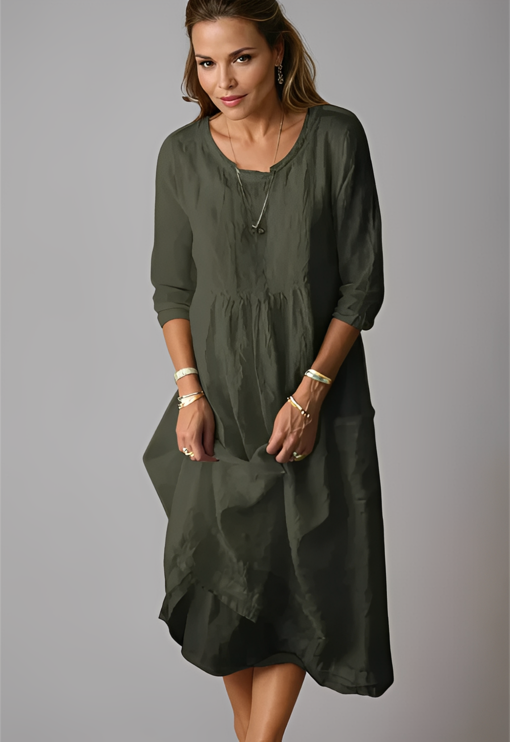 Hazel - Robe ample et décontractée avec manches 3/4 pour femmes