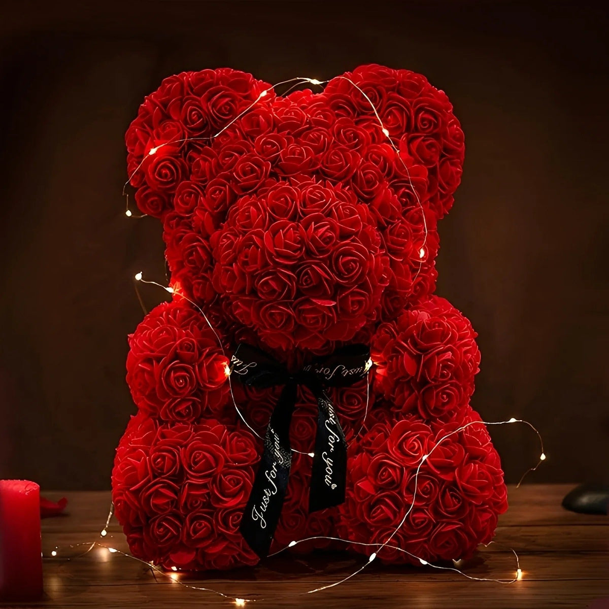 Teddie - Ours en roses romantique avec boîte cadeau LED pour la Saint-Valentin