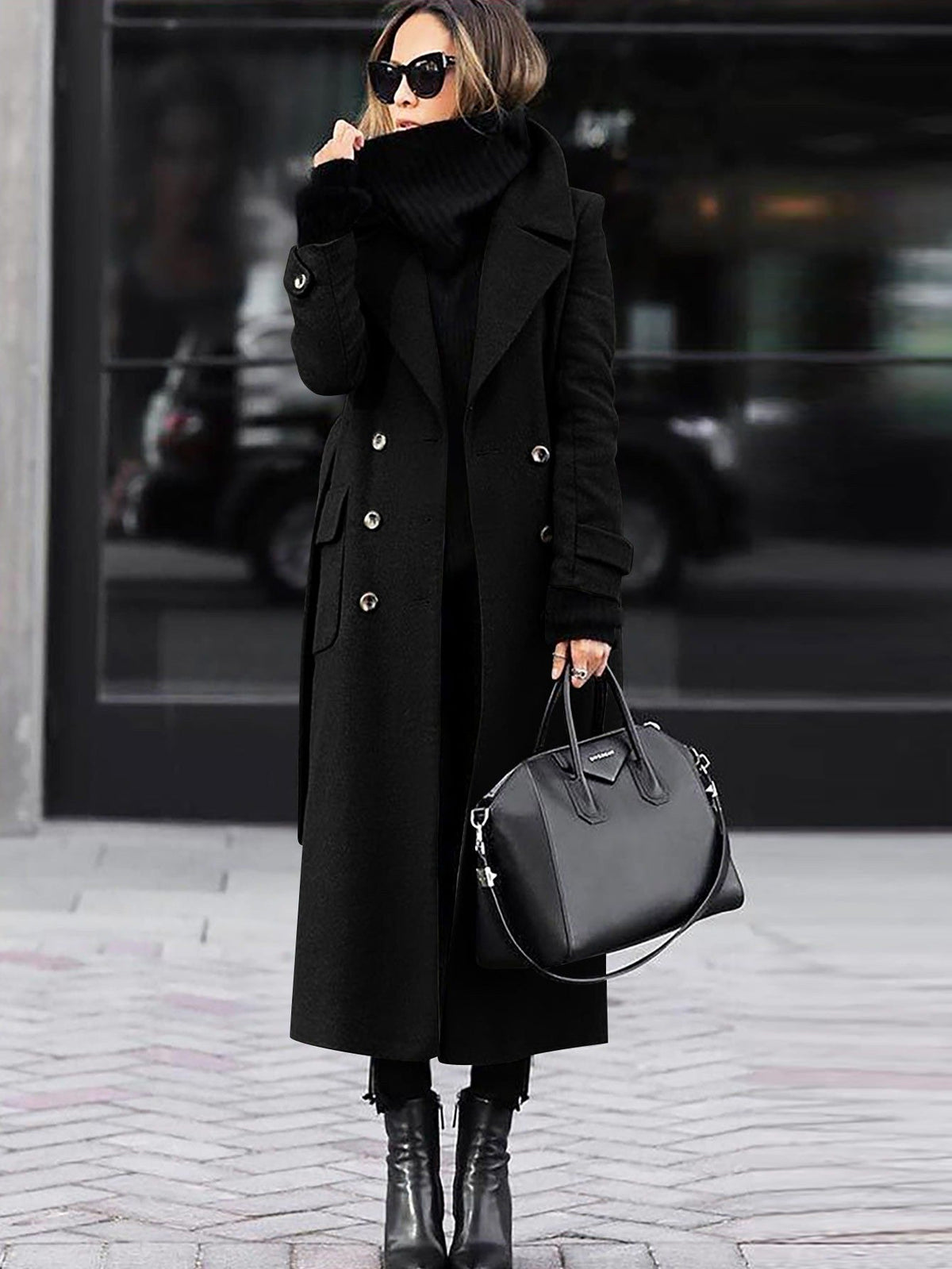 Helene – Manteau long cintré pour femmes avec double boutonnage
