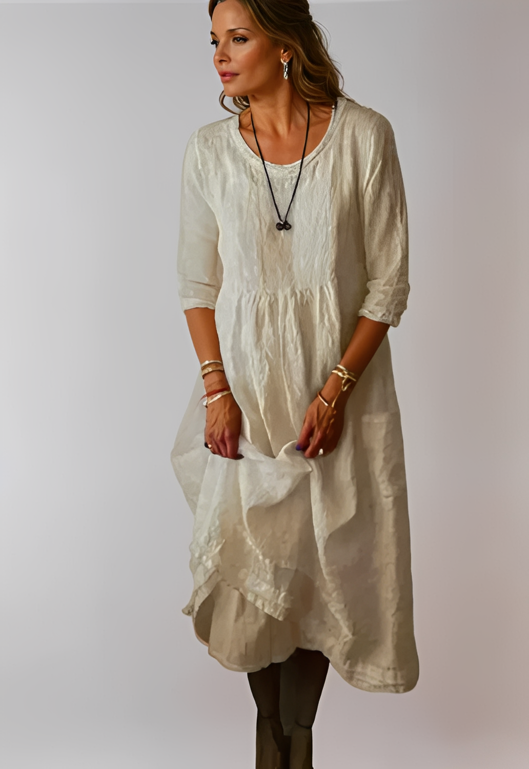 Hazel - Robe ample et décontractée avec manches 3/4 pour femmes