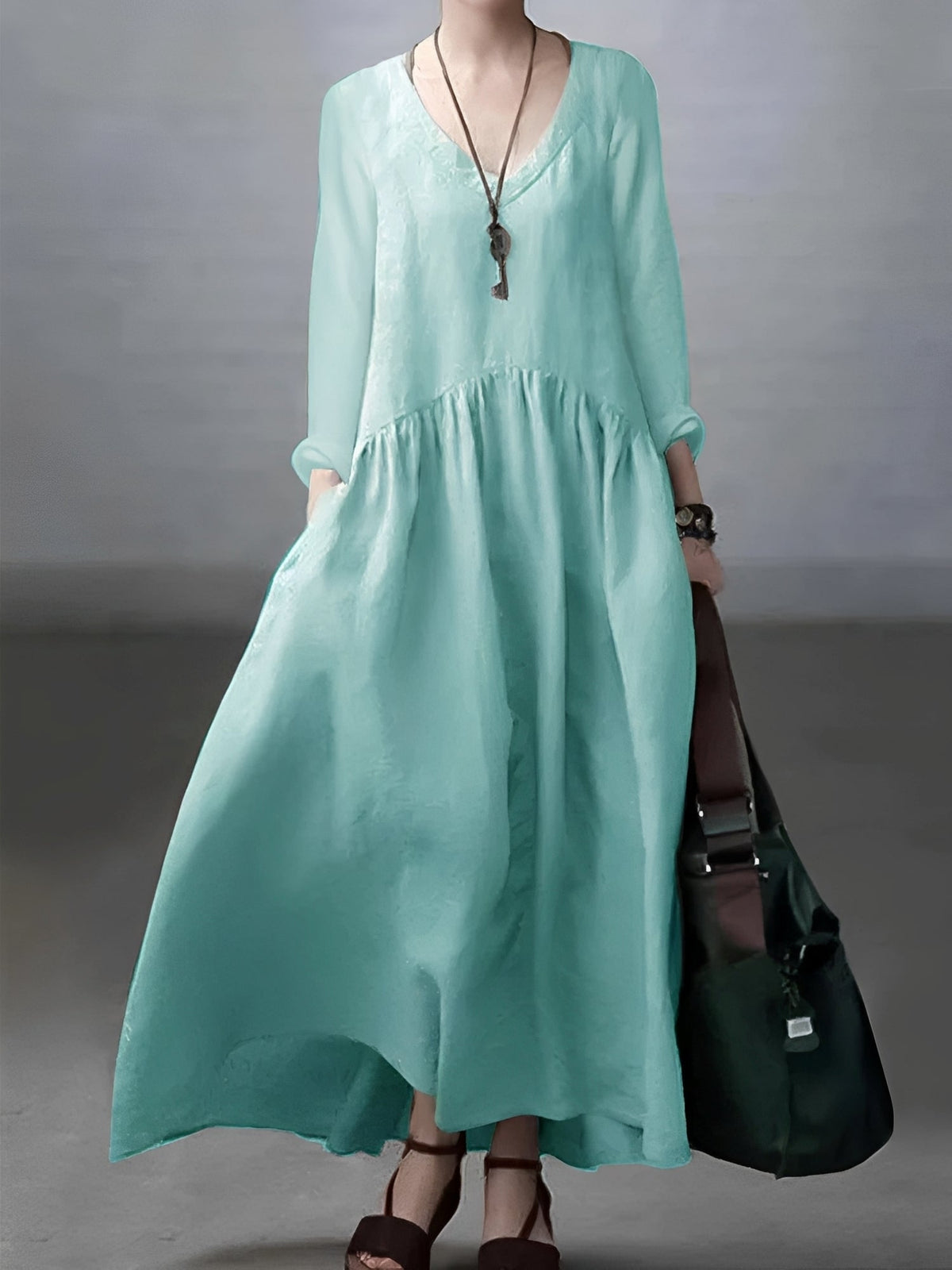 Lindy - Robe fluide et décontractée avec col V pour femmes