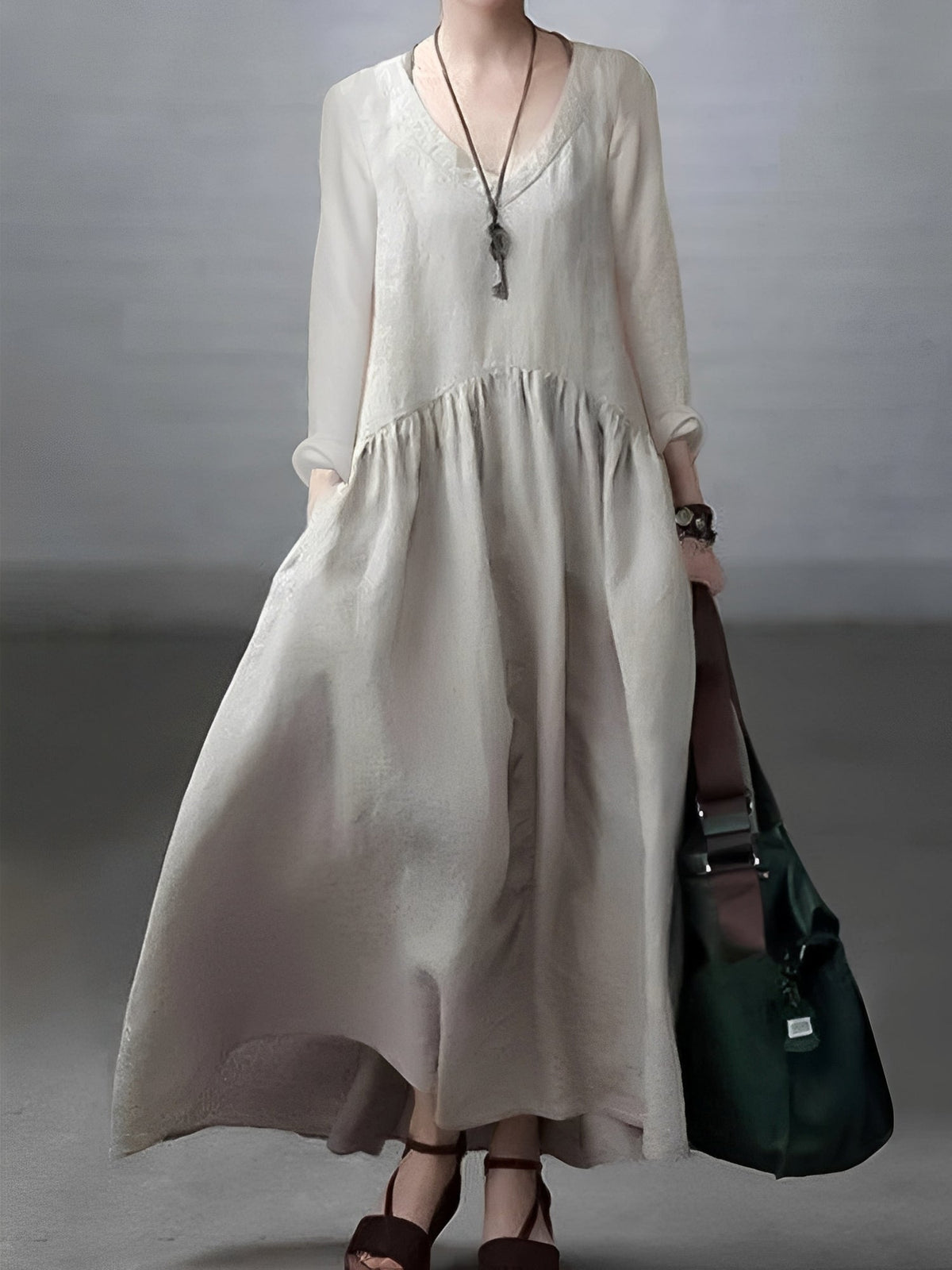 Lindy - Robe fluide et décontractée avec col V pour femmes