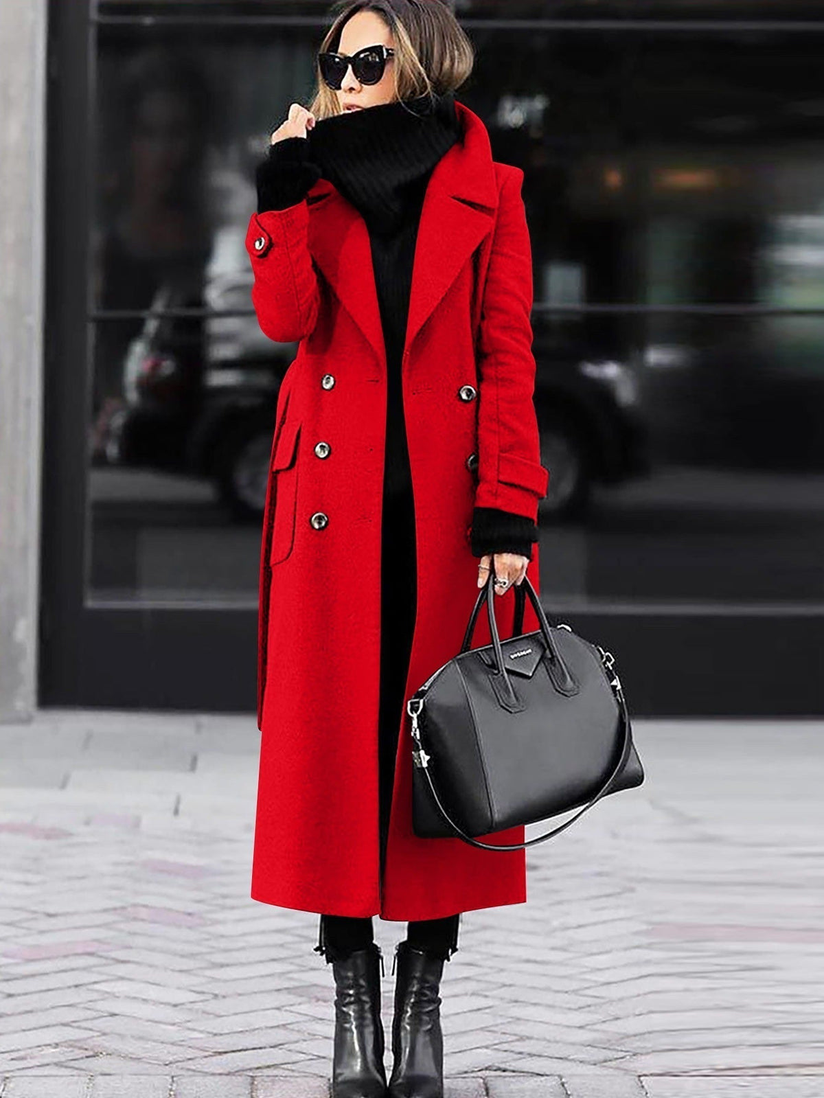 Helene – Manteau long cintré pour femmes avec double boutonnage