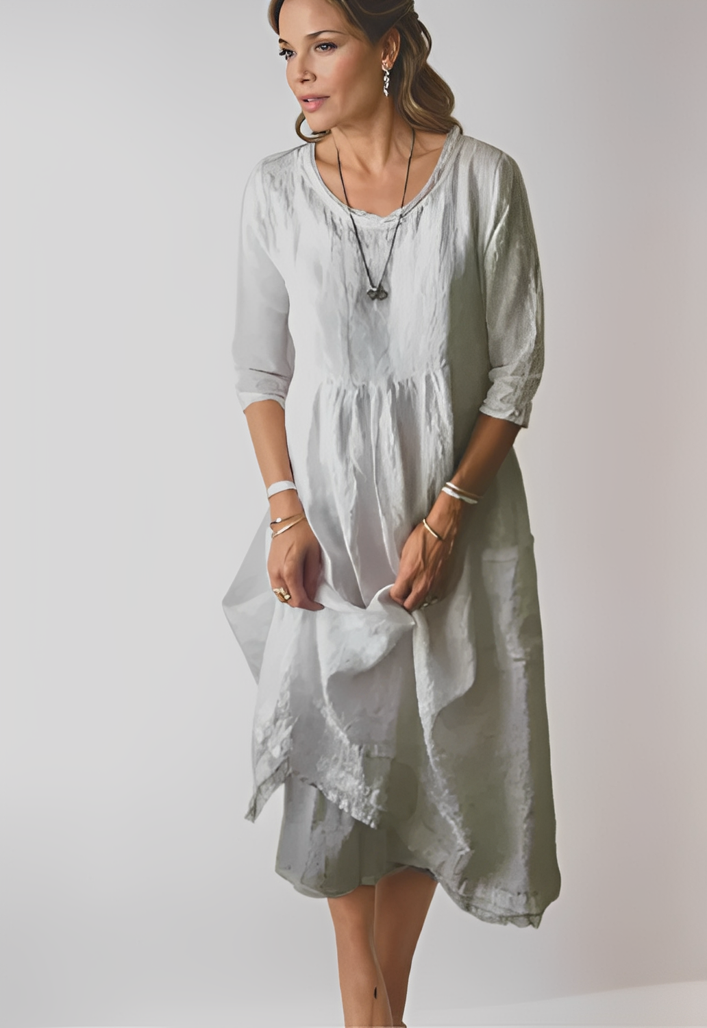 Hazel - Robe ample et décontractée avec manches 3/4 pour femmes
