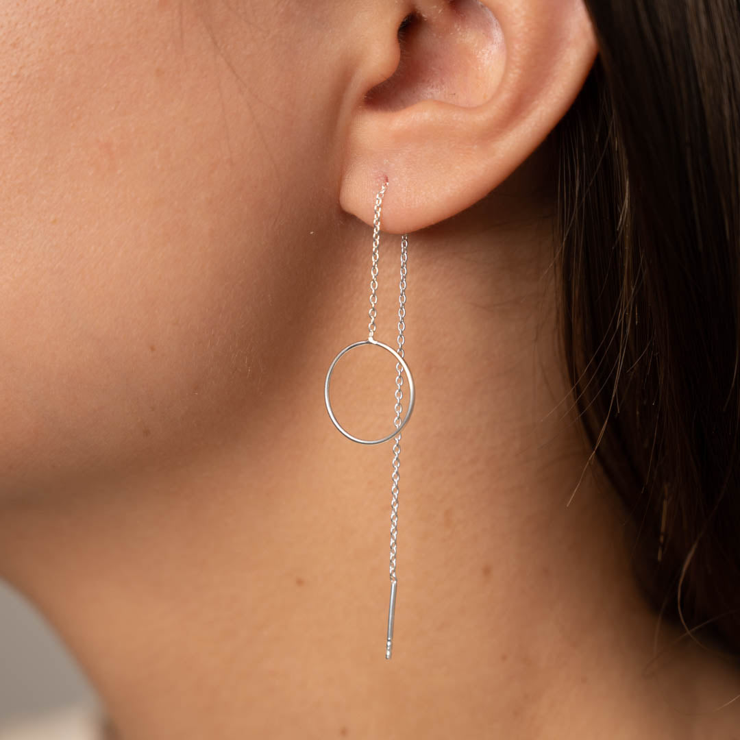 Boucles d'oreilles en fil en forme de cercle - Boucles d'oreilles longues pendantes