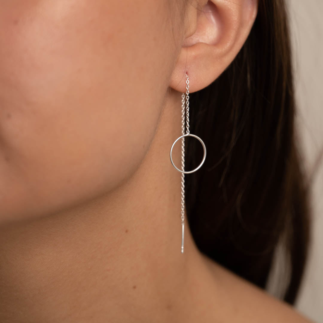 Boucles d'oreilles en fil en forme de cercle - Boucles d'oreilles longues pendantes
