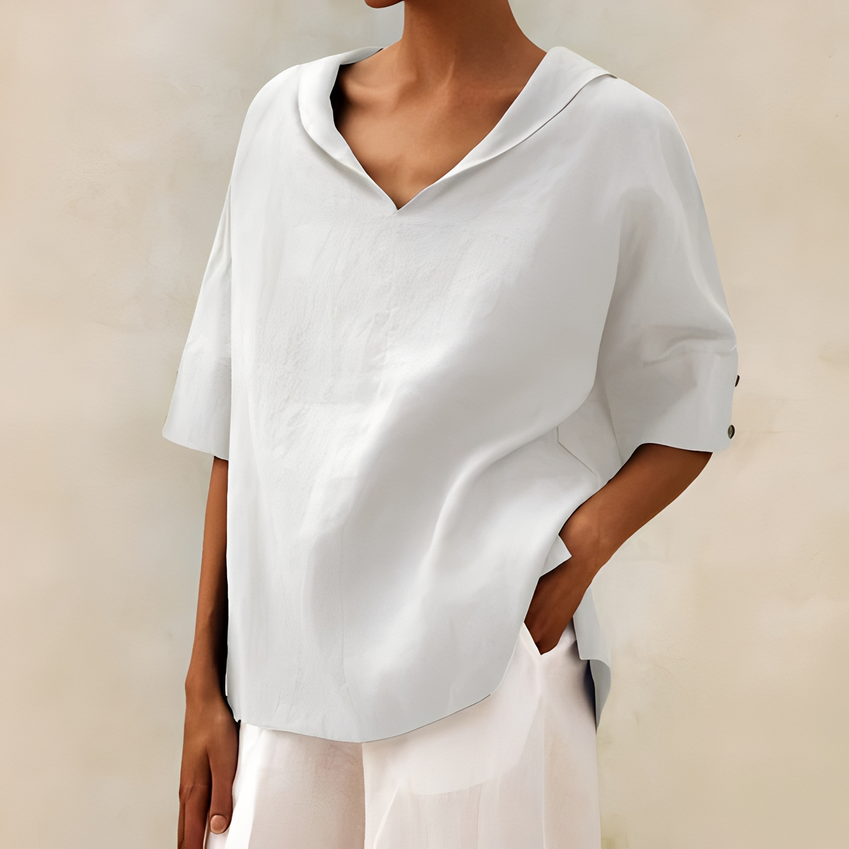 Jenefer - Chemise d'été ample pour femme, col en V