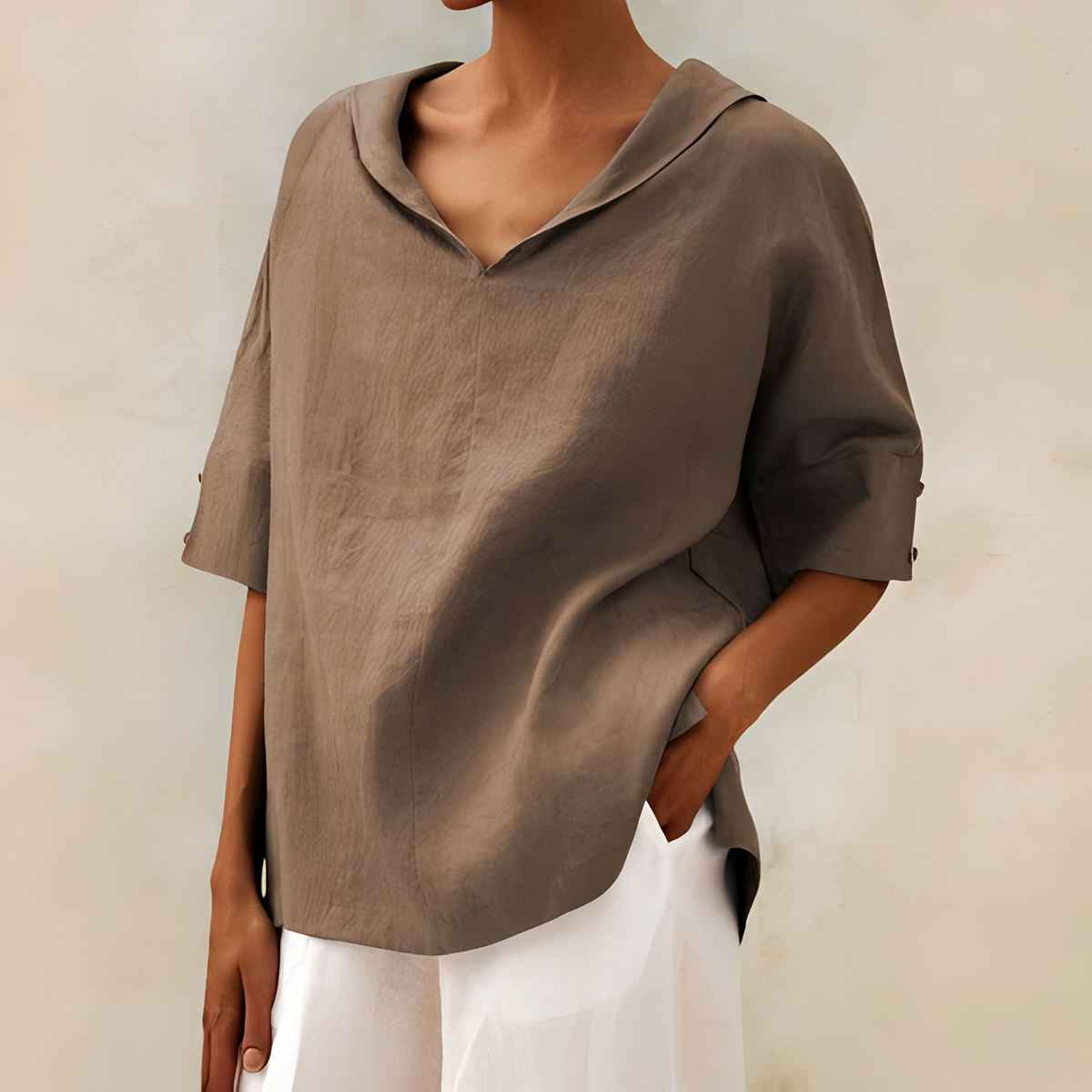 Jenefer - Chemise d'été ample pour femme, col en V