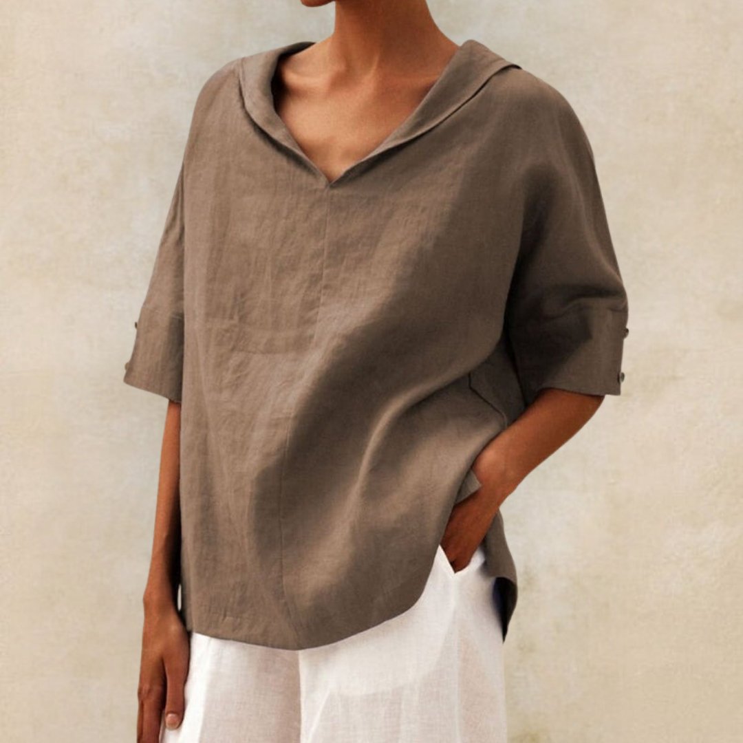 Lena – Blouse décontractée avec décolleté en V pour femmes
