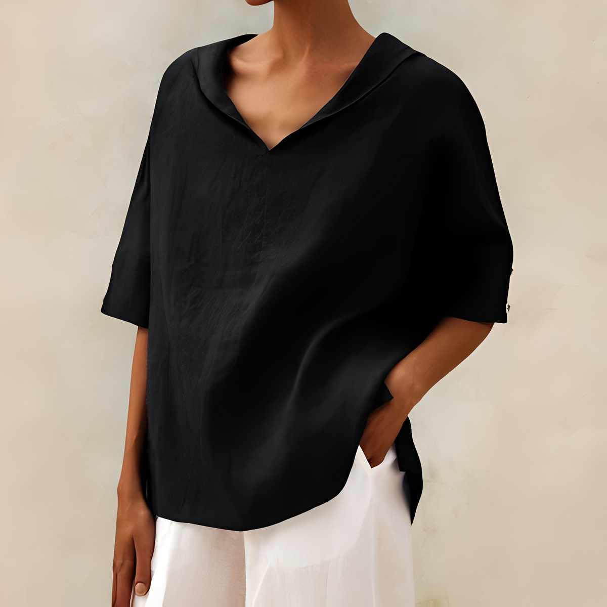 Jenefer - Chemise d'été ample pour femme, col en V