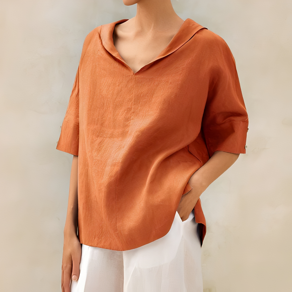 Jenefer - Chemise d'été ample pour femme, col en V